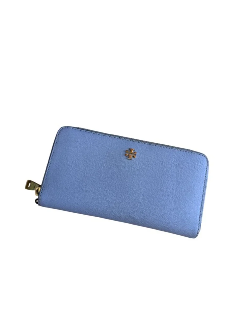 TORY BURCH Periwinkle Leather Zip Clutch Wallet